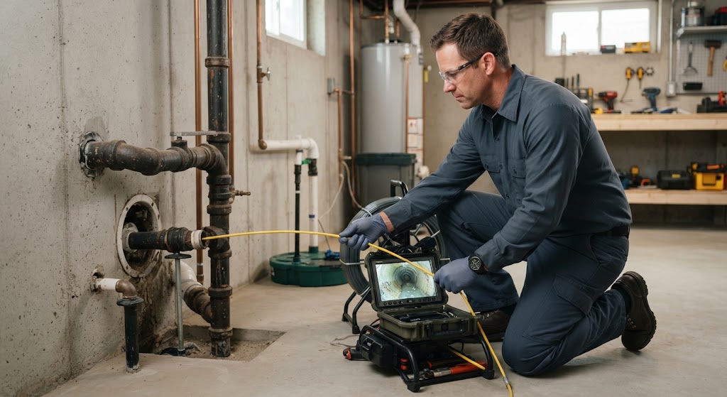 condo leak detection Orange NJ technician testing plumbing stack between multi-story units